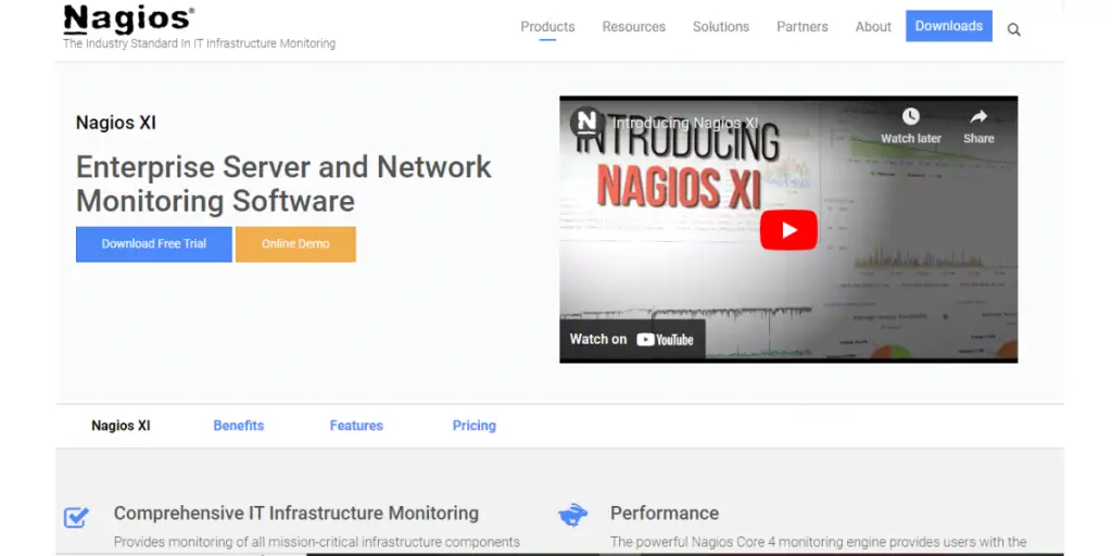 Webpage of Nagios XI