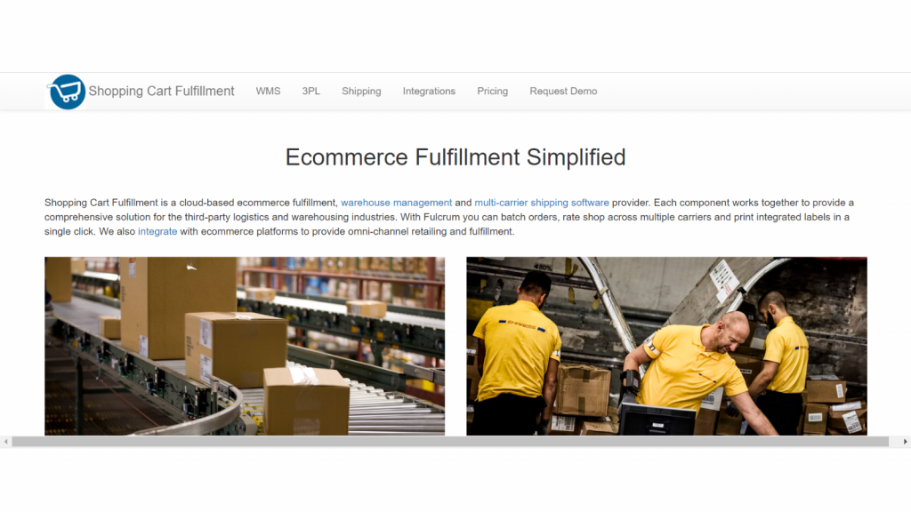 Webpage of Shopping Cart Fulfillment