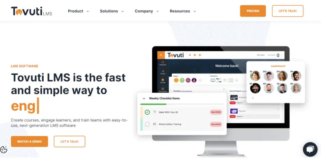 Webpage of Tovuti LMS