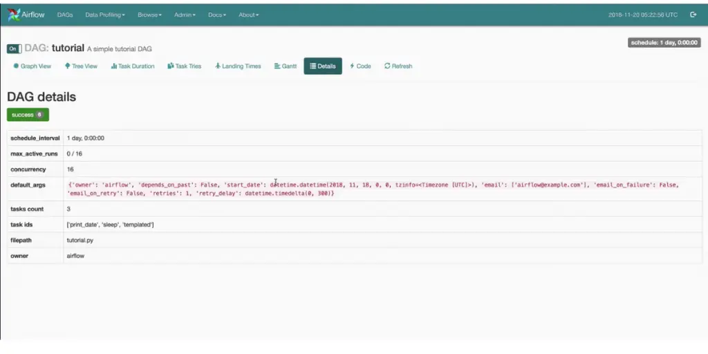 Dag Details of Apache Airflow