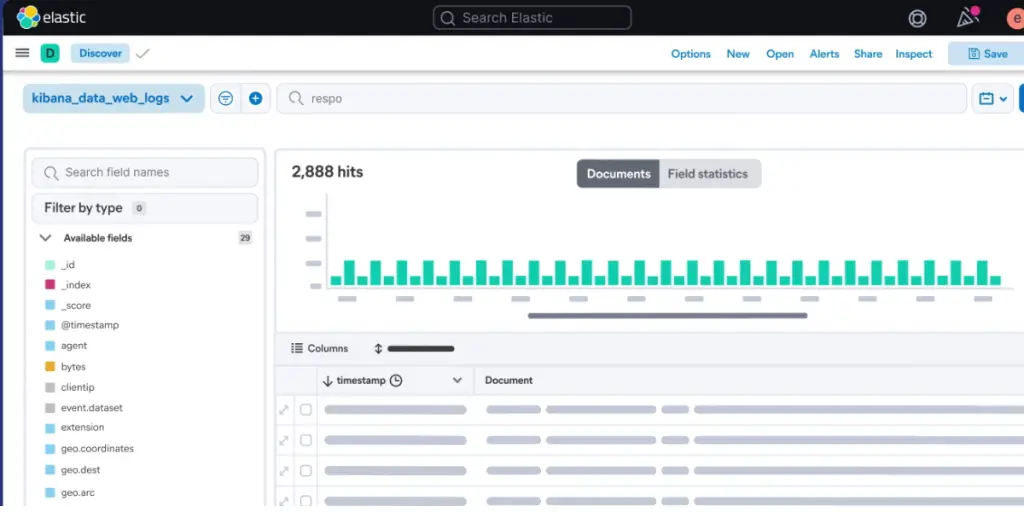 Kibana data Web Logs of Elasticsearch