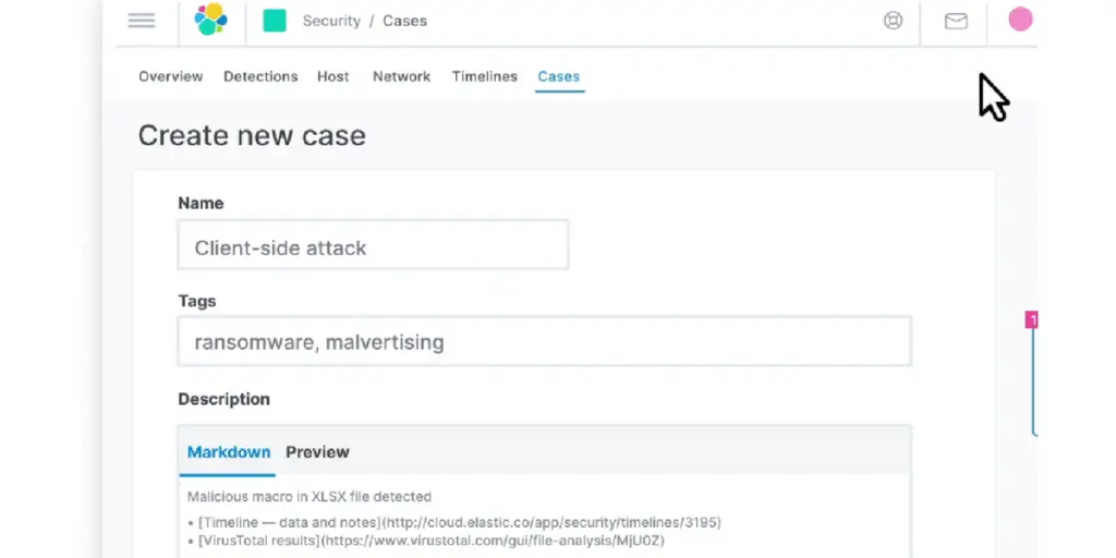 Create a New Case of Elesticsearch