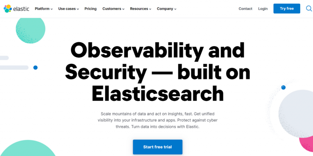 Webpage of Elasticsearch