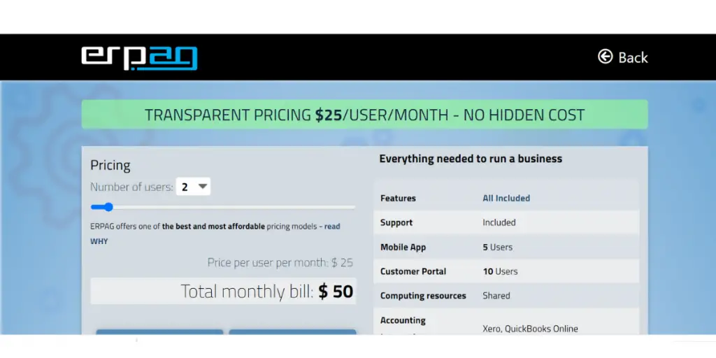 Erpag Pricing