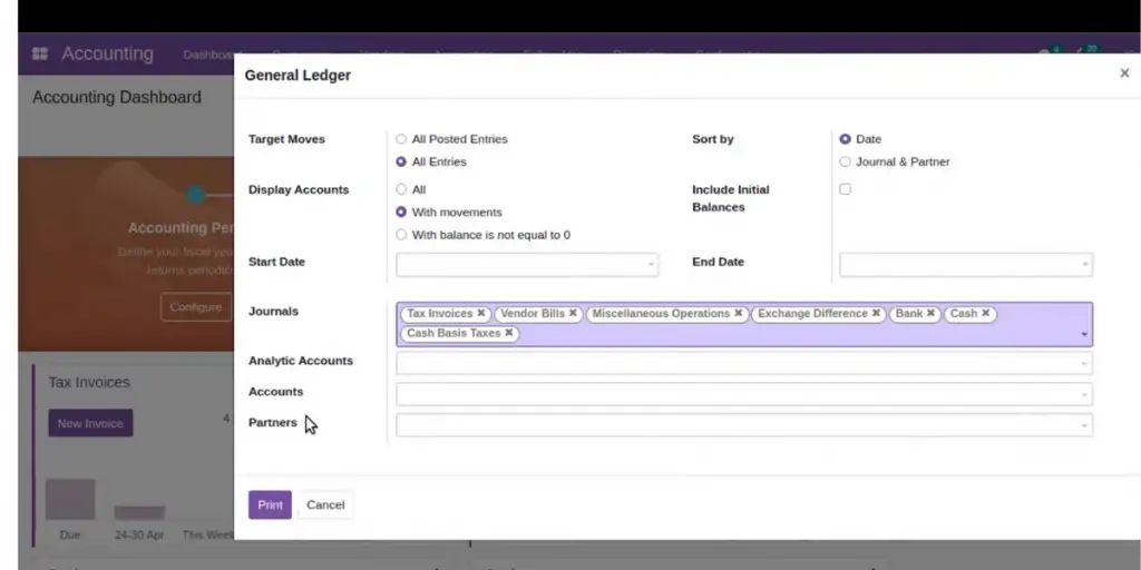 General Ledger of Odoo