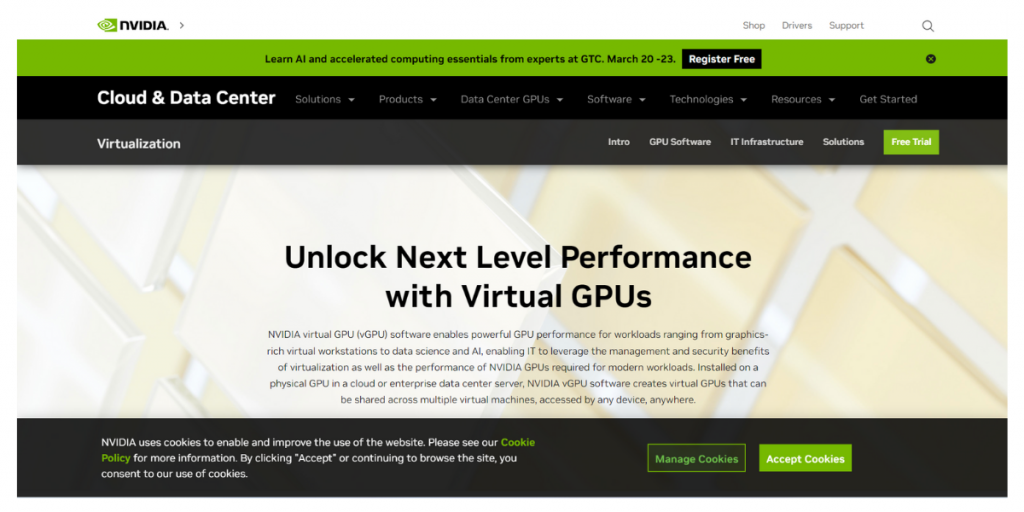 Webpage of NVIDIA vGPU