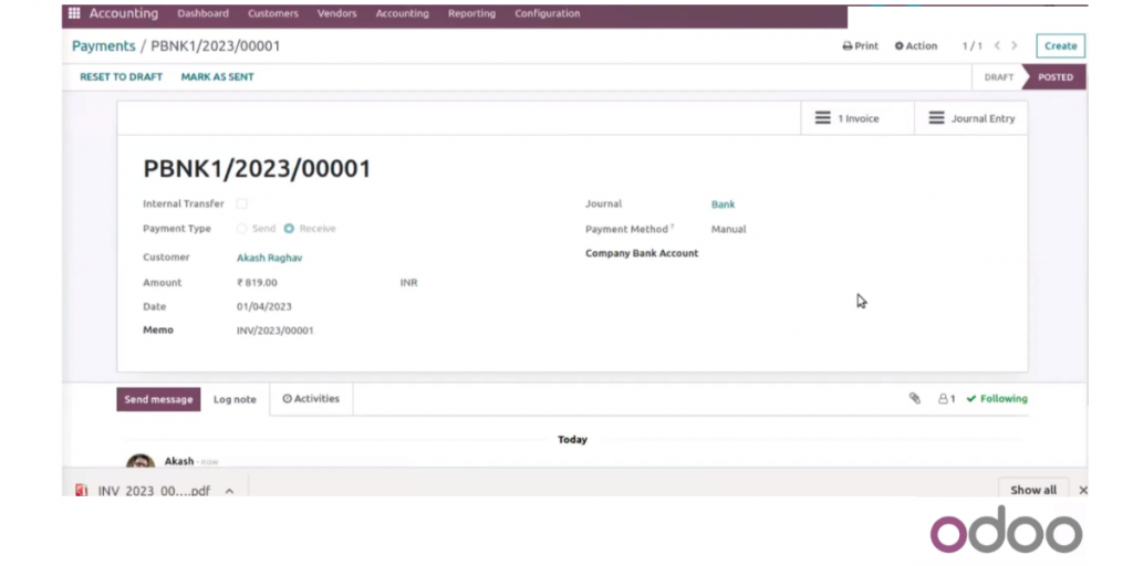 Odoo Acccounting Payments