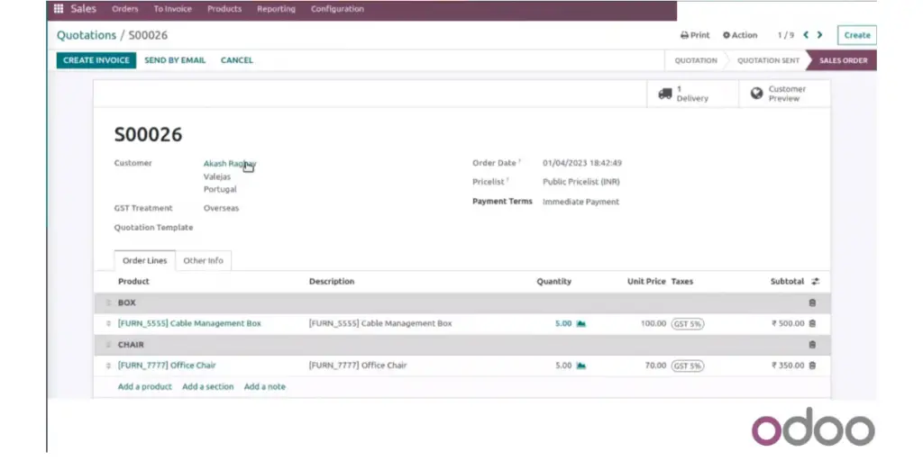 Odoo Sales Quotation