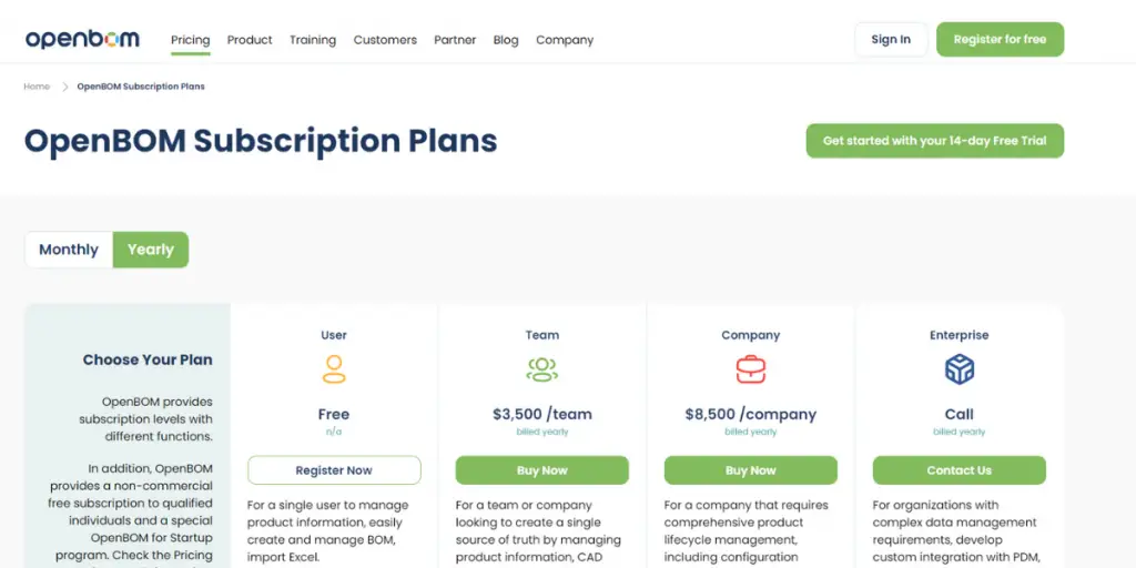 OpenBOM Pricing