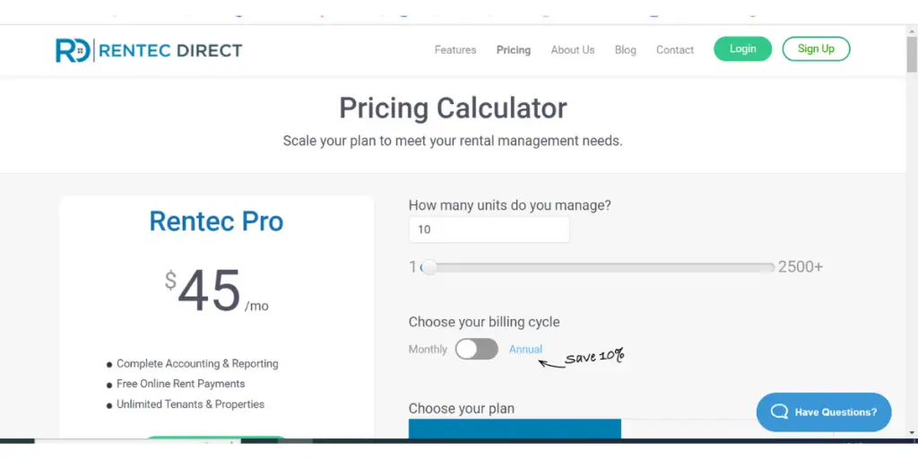 Pricing of Rentec Direct