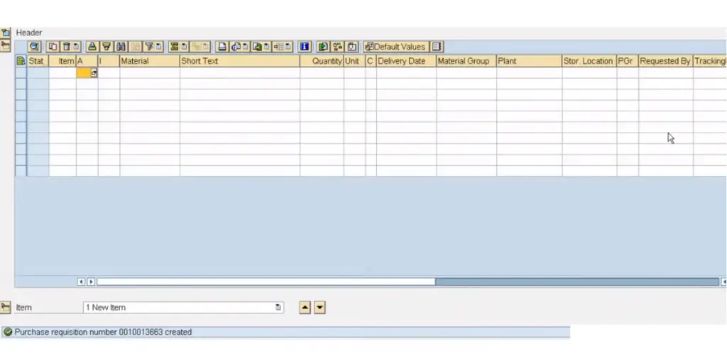 Created Purchase requisition in SAP