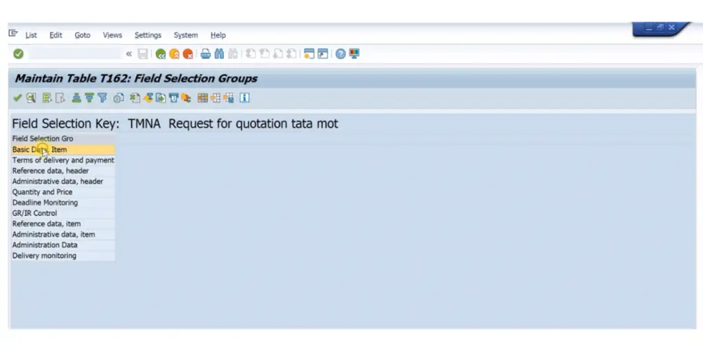 SAP - Request for Quotation
