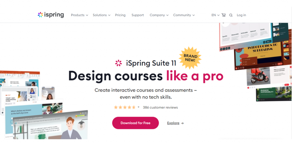 Webpage of iSpring Learn