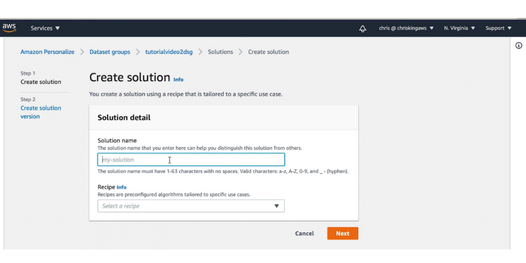 Create a Solution for Amazon Personalize