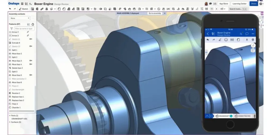 Boxer Engine page of Onshape