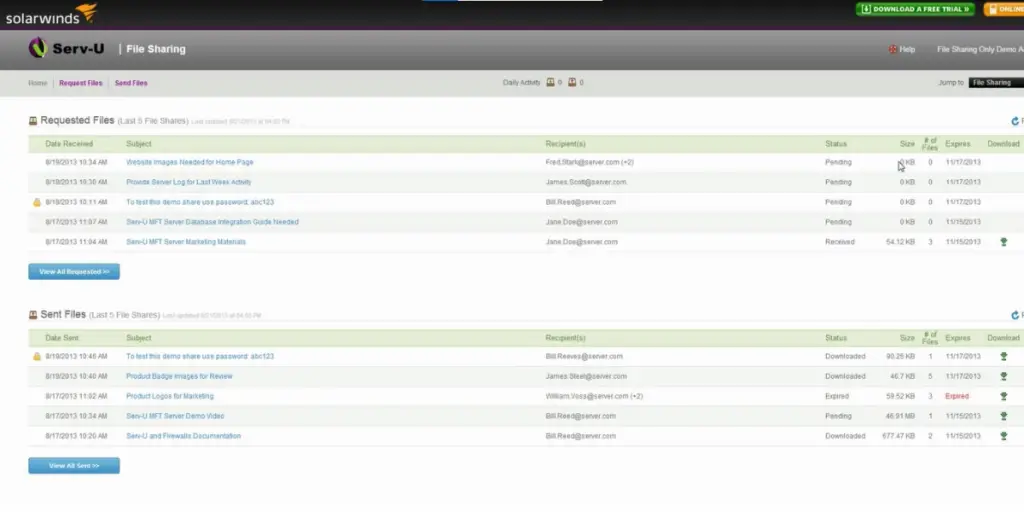 File Sharing Solarwinds