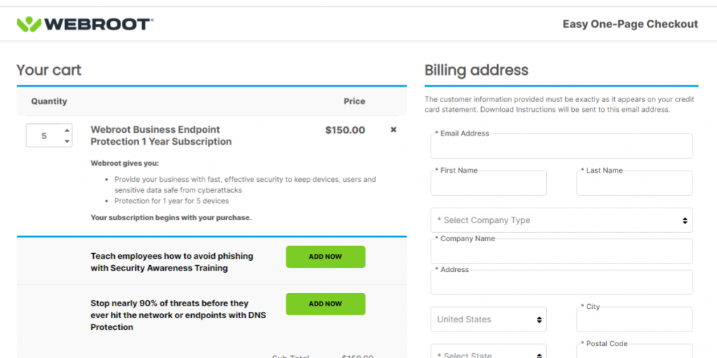 Pricing of Webroot