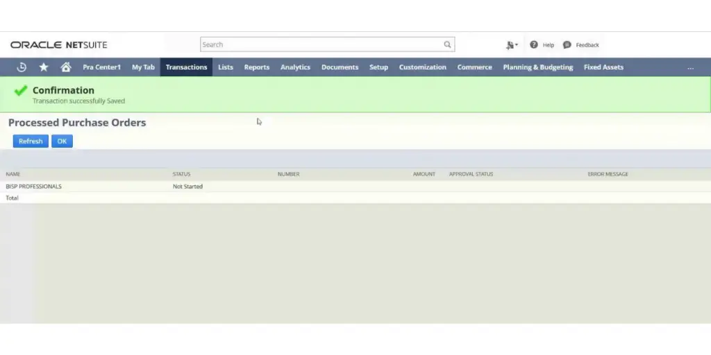 NetSuite PO Confirmation