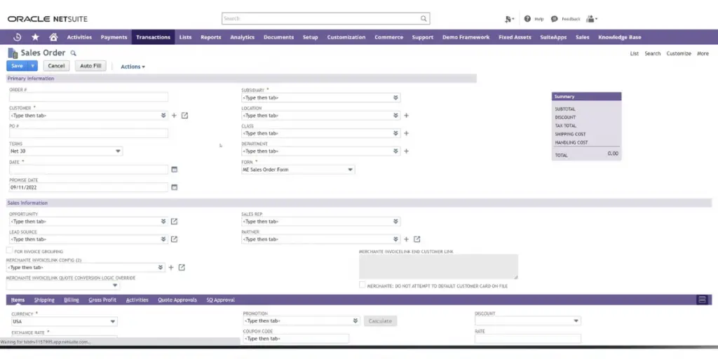 NetSuite Sales Order Management