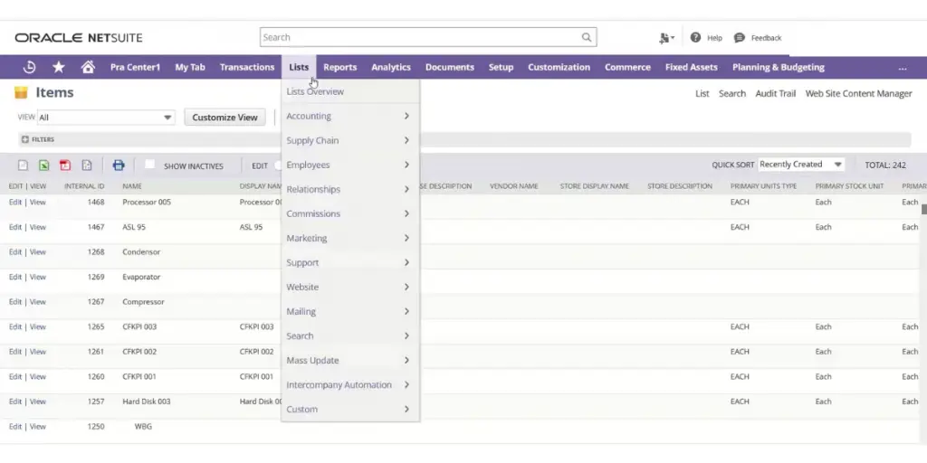 NetSuite Item Visibility