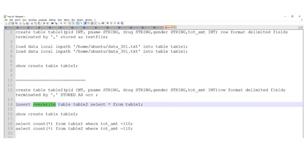 Overview Processing Table creation of Apache ORC