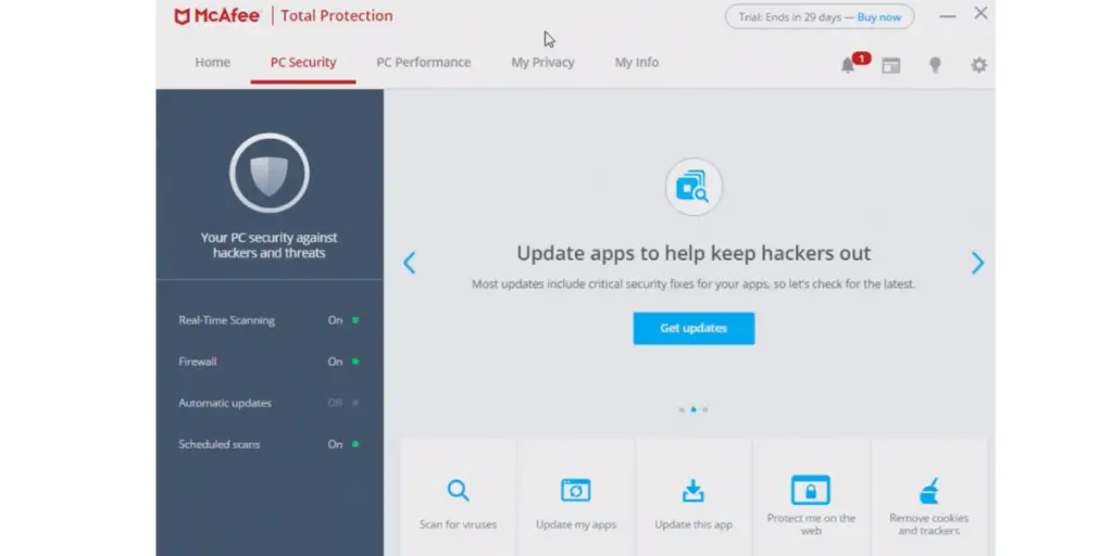 PC Security of McAfee
