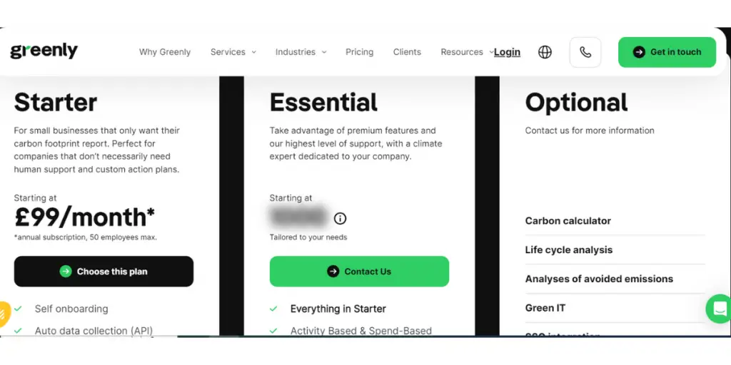 Pricing of Greenly