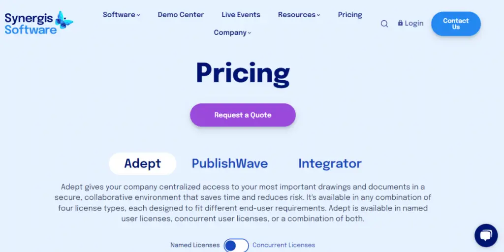 Pricing of Synergis Adept