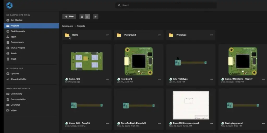 Overview Project page of Altium 365