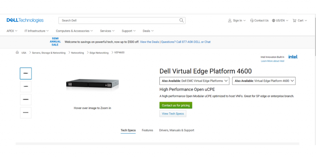 Webpage of Virtual Edge (Dell)