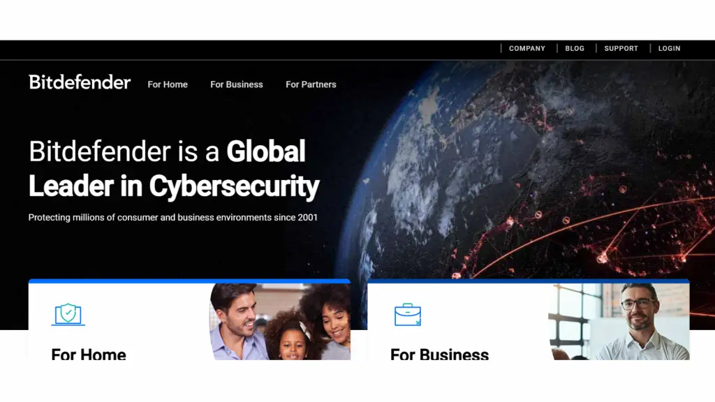 Webpage of Bitdefender
