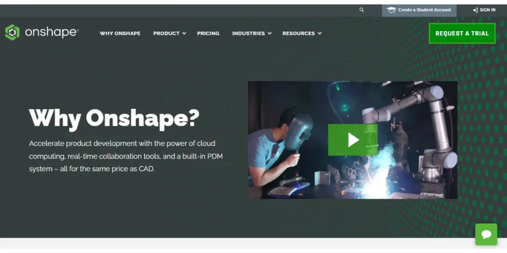 Webpage of OnShape