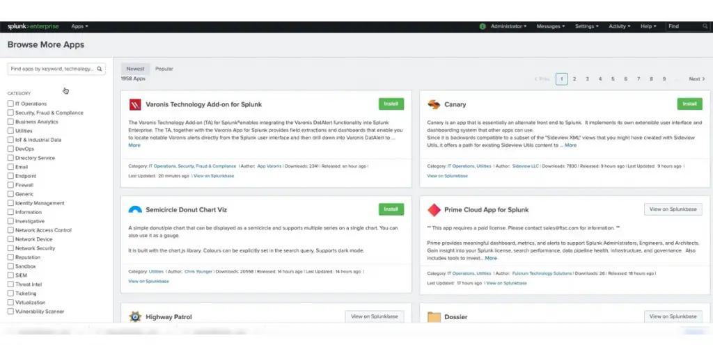 Browse more Apps of Splunk