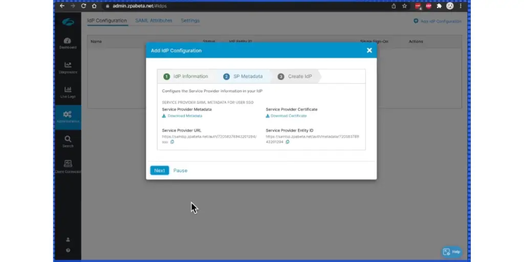 Configuration of ZScalar Cloud IPS