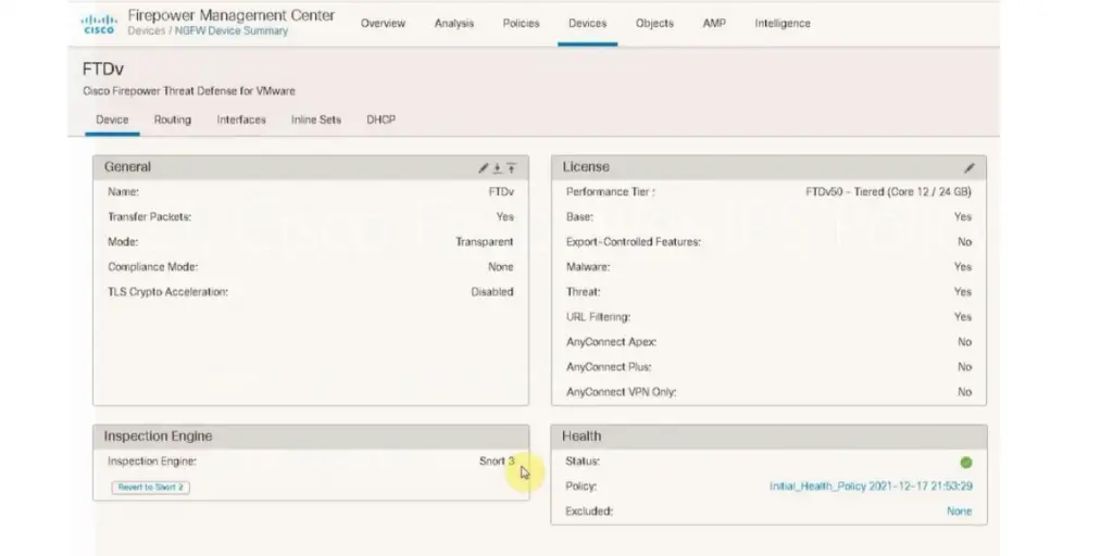 Devices of CISCO Secure IPS