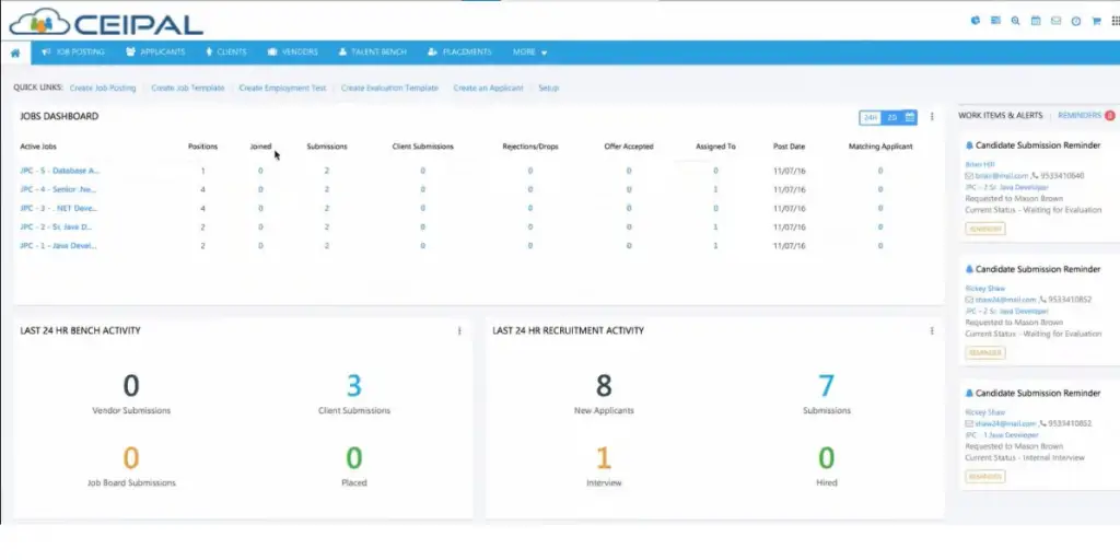 Jobs Dashboard Ceipal