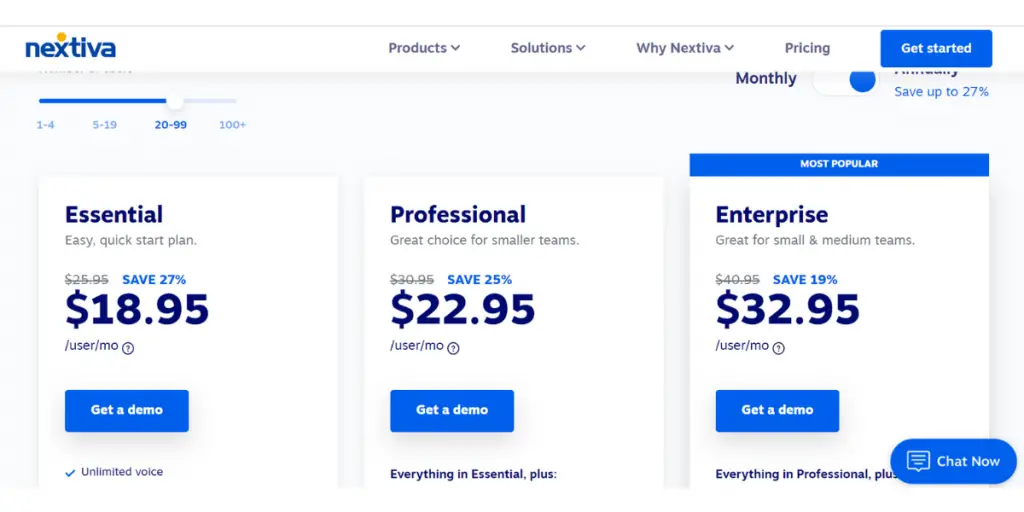 Nextiva  monthly Pricing