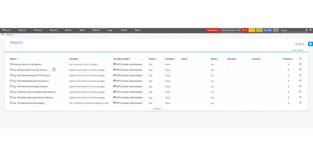 Reports of Paessler PRTG Network Monitor