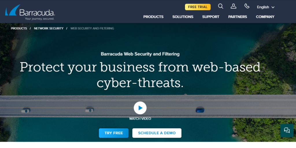 Webpage of Barracuda Web Security Gateway