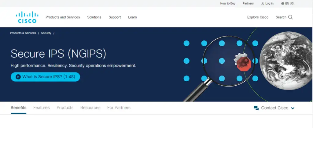 Webpage of CISCO Secure IPS