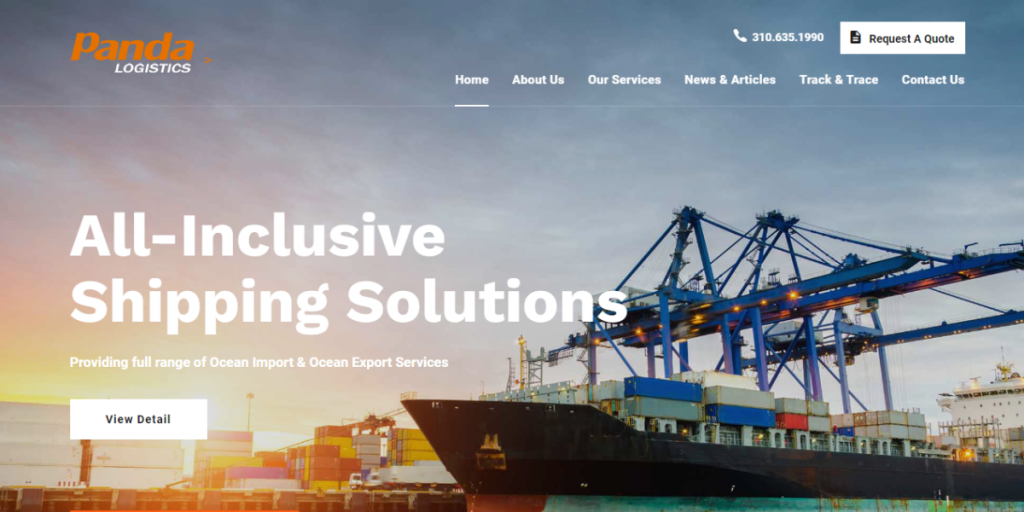 Webpage of Panda Logistics