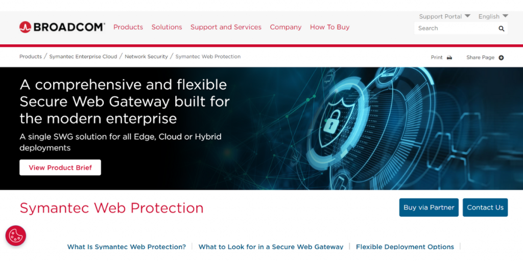 Webpage of Symantec secure gateway