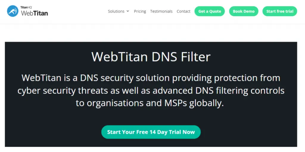 Webpage of Web Titan web security filter
