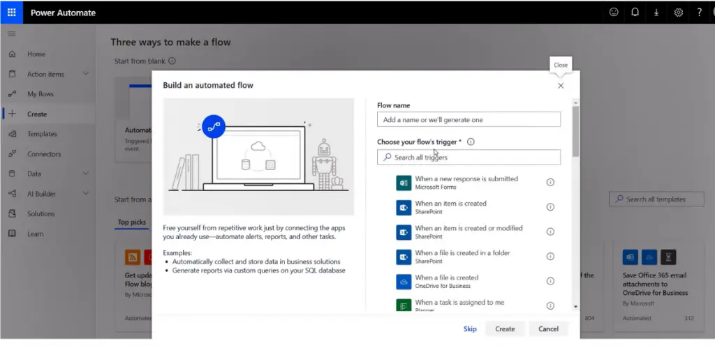 Build an Automated Flow of Power Automate