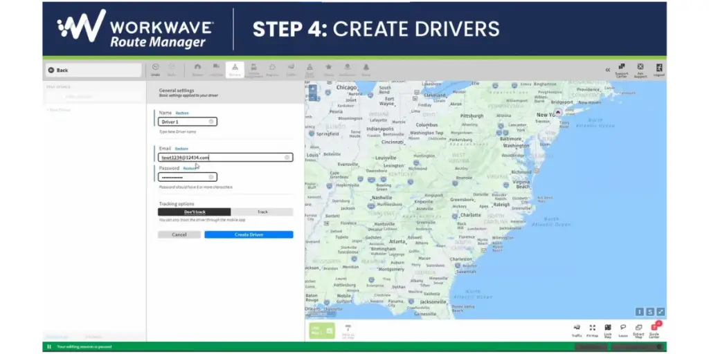 Driver Creation of Workwave