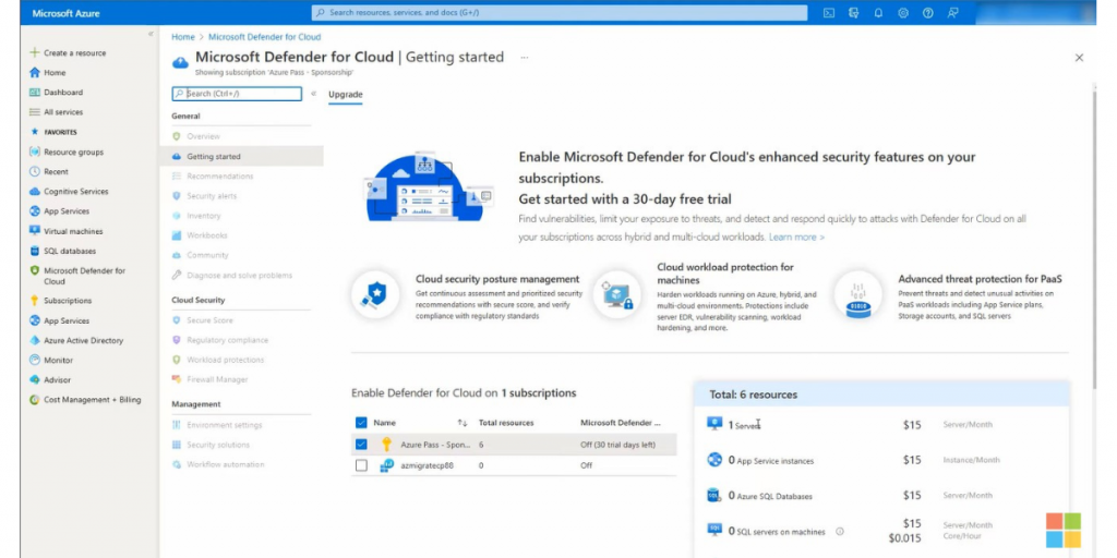 Home page of Microsoft Azure