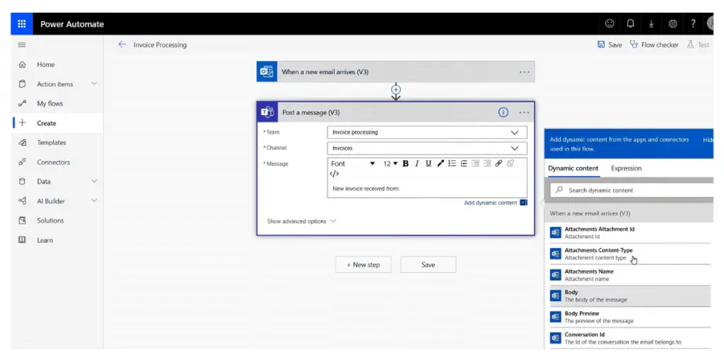 Invoice Processing of Power Automate