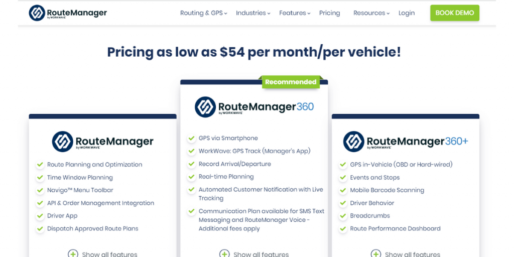 Pricing of RouteManager