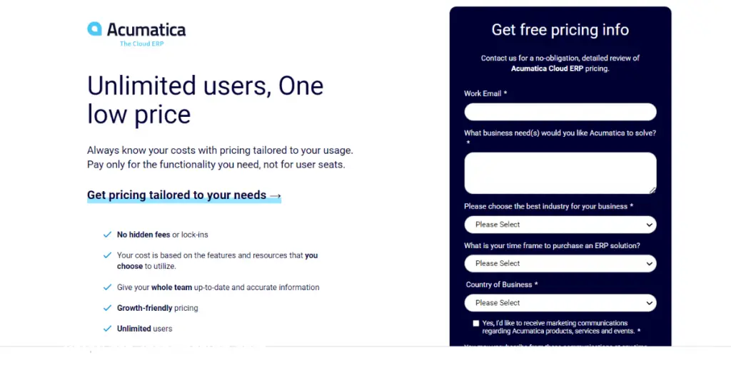 Pricing of Acumatica