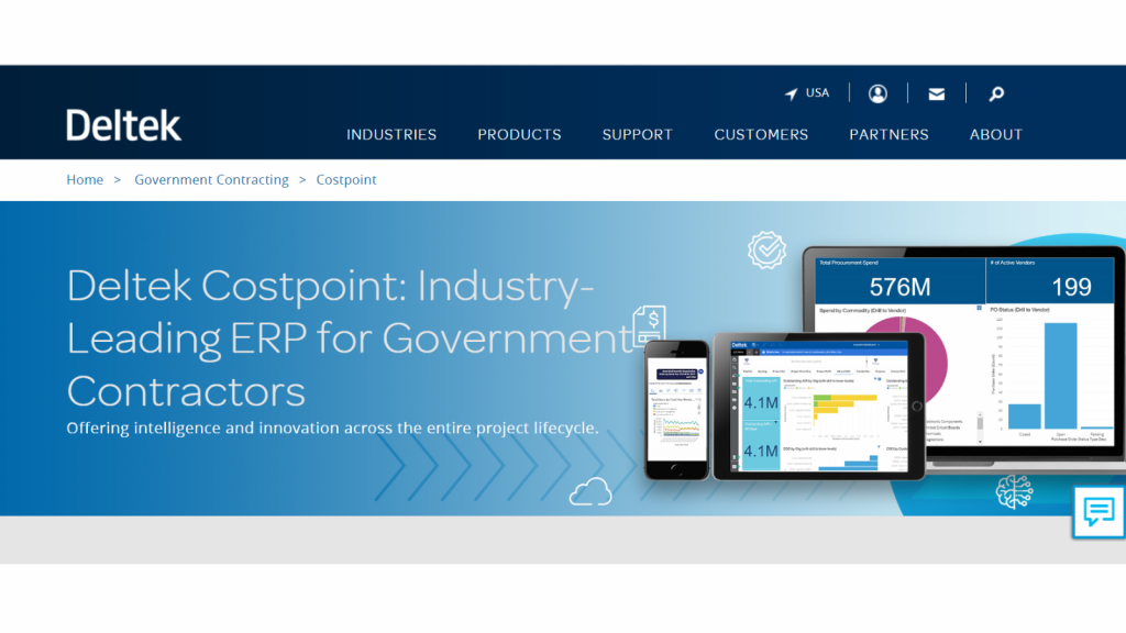 Webpage of Deltek Costpoint